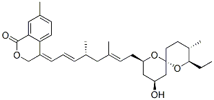 4-[(1E,2E,4R,6E)-8-[(2R,4S,6R,8R,9S)-8-Ethyl-4-hydroxy-9-methyl-1,7-dioxaspiro[5.5]undec-2-yl]-4,6-dimethyl-2,6-octadienylidene]-3,4-dihydro-7-methyl-1H-2-benzopyran-1-one 结构式