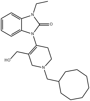 1-[1-(环辛基甲基)-1,2,3,6-四氢-5-(羟基甲基)-4-吡啶基]-3-乙基-1,3-二氢-2H-苯并咪唑-2-酮 结构式