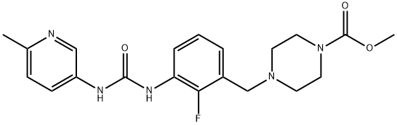4-[[2-氟-3-[N'-(6-甲基吡啶-3-基)脲基]苯基]甲基]哌嗪-1-羧酸甲酯 结构式