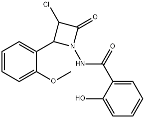 N-[3-chloro-2-(2-methoxyphenyl)-4-oxo-azetidin-1-yl]-2-hydroxy-benzami de 结构式