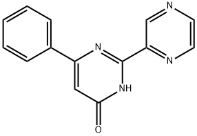 4-Hydroxy-6-phenyl-2-(pyrazin-2-yl)pyrimidine, 2-(4-Hydroxy-6-phenyl-1,3-diazin-2-yl)pyrazine 结构式
