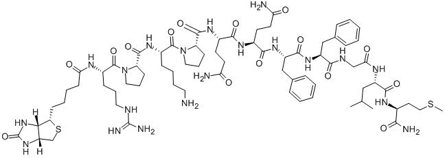 BIOTIN-ARG-PRO-LYS-PRO-GLN-GLN-PHE-PHE-GLY-LEU-MET-NH2 结构式