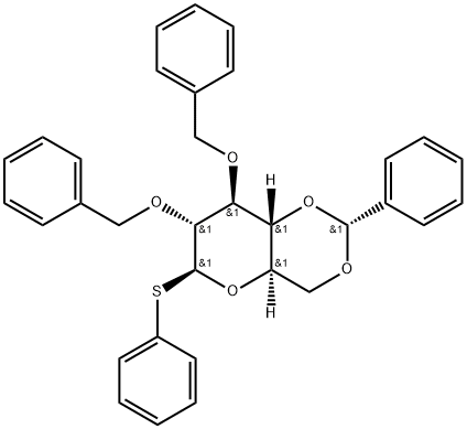 (2R,4AR,6S,7R,8S,8AR)-7,8-二(苄氧基)-2-苯基-6-(苯硫基)六氢吡喃并[3,2-D] [1,3]二氧杂环己烯 结构式