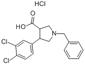 1-BENZYL-4-(3,4-DICHLORO-PHENYL)-PYRROLIDINE-3-CARBOXYLIC ACID HYDROCHLORIDE 结构式