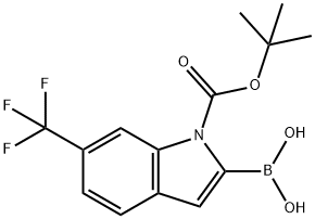 2-硼-6-三氟甲基-1H-吲哚-1-羧酸-1-(1,1-二甲基乙基酯) 结构式