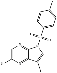 2-溴-7-碘-5-甲苯磺酰基-5H-吡咯并[2,3-B]吡嗪 结构式