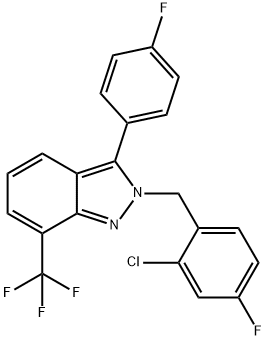 2-[(2-氯-4-氟苯基)甲基]-3-(4-氟苯基)-7-(三氟甲基)-2H-吲唑 结构式