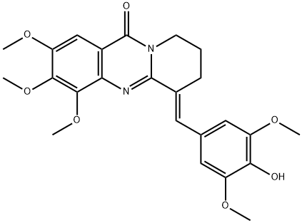 11H-Pyrido[2,1-b]quinazolin-11-one,  6,7,8,9-tetrahydro-6-[(4-hydroxy-3,5-dimethoxyphenyl)methylene]-2,3,4-trimethoxy-,  (6E)- 结构式
