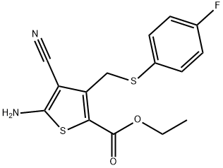5-氨基-4-氰基-3-[(4-氟苯基)硫甲基]-2-噻吩甲酸乙酯 结构式