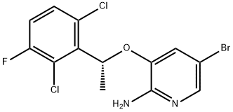 [5-溴-3-[(1R)-(2,6-二氯-3-氟苯基)乙氧基]吡啶-2-基]胺 结构式