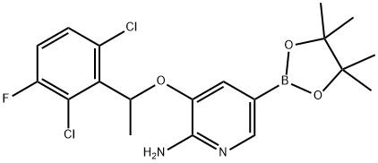 3-[1-(2,6-dichloro-3-fluorophenyl)ethoxy]-5-
(tetraMethyl-1,3,2-dioxaborolan-2-yl)pyridin-2-
aMine 结构式