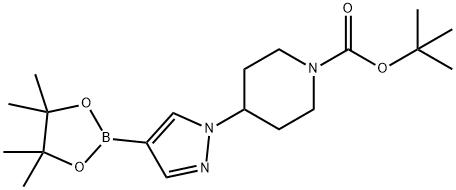 4-[4-(4,4,5,5-四甲基-1,3,2-二氧杂环戊硼烷-2-基)-1H-吡唑-1-基]哌啶-1-甲酸叔丁酯 结构式