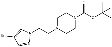 叔丁基4-(2-(4-溴-1H-吡唑-1-基)乙基)哌嗪-1-羧酸 结构式