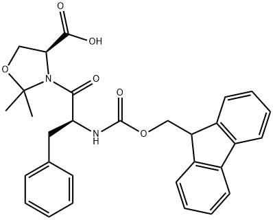 (4S)-3-[(2S)-2-[[芴甲氧羰基]氨基]-1-氧代-3-苯基丙基]-2,2-二甲基-4-恶唑烷羧酸 结构式