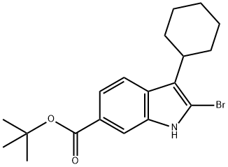 2-溴-3-环己基-1H-吲哚-6-甲酸叔丁酯 结构式