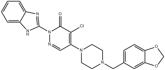 3(2H)-Pyridazinone,  2-(1H-benzimidazol-2-yl)-5-[4-(1,3-benzodioxol-5-ylmethyl)-1-piperazinyl]-4-chloro- 结构式