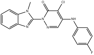 3(2H)-Pyridazinone,  4-chloro-5-[(4-fluorophenyl)amino]-2-(1-methyl-1H-benzimidazol-2-yl)- 结构式