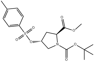 N-Boc-反式-4-对甲苯磺酰氧基-L-脯氨酸甲酯 结构式