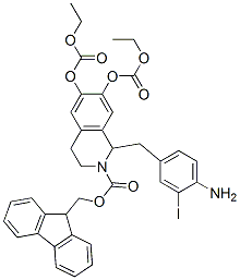 2(1H)-Isoquinolinecarboxylic  acid,  1-[(4-amino-3-iodophenyl)methyl]-6,7-bis[(ethoxycarbonyl)oxy]-3,4-dihydro-,  9H-fluoren-9-ylmethyl  ester 结构式