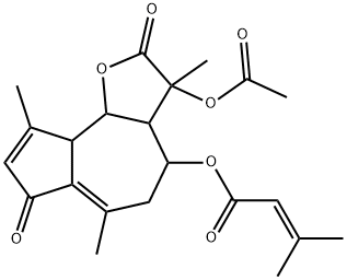 3-Methyl-2-butenoic acid 3-(acetyloxy)-2,3,3a,4,5,7,9a,9b-octahydro-3,6,9-trimethyl-2,7-dioxoazuleno[4,5-b]furan-4-yl ester 结构式