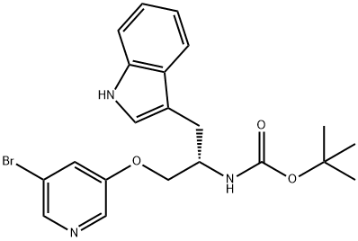 (S) - (1 - ((5-溴吡啶-3-基)氧基)-3-(1H-吲哚-3-基)丙-2-基)氨基甲酸 结构式