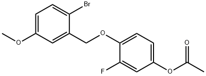 4-[(2-bromo-5-methoxybenzyl)oxy]-3-fluorophenyl acetate 结构式