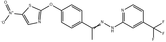 ETHANONE, 1-[4-[(5-NITRO-2-THIAZOLYL)OXY]PHENYL]-, 2-[4-(TRIFLUOROMETHYL)-2-PYRIDINYL]HYDRAZONE 结构式