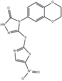 4-(2,3-DIHYDRO-1,4-BENZODIOXIN-6-YL)-2,4-DIHYDRO-5-[(5-NITRO-2-THIAZOLYL)THIO]-3H-1,2,4-TRIAZOL-3-ONE 结构式