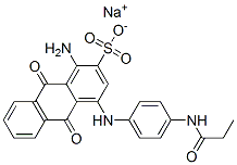 sodium 1-amino-9,10-dihydro-9,10-dioxo-4-[4-[(1-oxopropyl)amino]anilino]anthracene-2-sulphonate 结构式