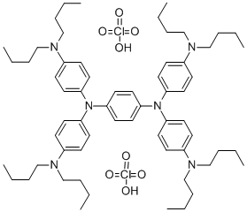N3,N3,N6,N6-四[4-(二丁基氨基)苯基]-1,4-环己二烯-3,6-二铵高氯酸盐 (1:2) 结构式