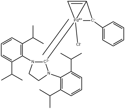 [(1,2,3-N)-3-苯基-2-丙烯基][1,3-双(2,6-二异丙基苯)-4,5-二氢咪唑-2-基]氯化钯 结构式