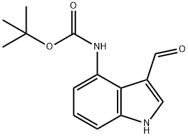 3-甲酰基-1H-吲哚-4-基氨基甲酸叔丁酯 结构式