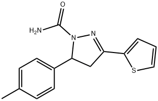 3-(Thiophen-2-yl)-5-p-tolyl-4,5-dihydro-1H-pyrazole-1-carboxamide 结构式