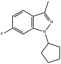 1-CYCLOPENTYL-6-FLUORO-3-METHYL-1H-INDAZOLE 结构式