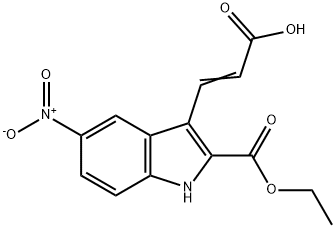 5-硝基-3-(2-羧基-乙烯基)-1H-吲哚-2-甲酸乙酯 结构式