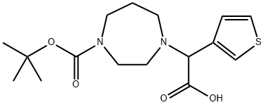 1-BOC-4-[(1-羧基-1-(3-噻吩基)]甲基-[1.4]二氮杂环庚烷 结构式