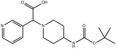 2-(4-((叔丁氧基羰基)氨基)哌啶-1-基)-2-(吡啶-3-基)乙酸 结构式