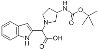 2-(3-BOC-氨基-1-吡咯烷)-2-(2-吲哚基)乙酸 结构式