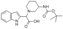 2-(3-BOC-氨基-1-哌啶基)-2-(2-吲哚基)乙酸 结构式