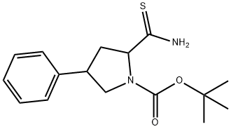 1-BOC-4-PHENYL-PYRROLIDINE-2-CARBOTHIOIC ACID AMIDE 结构式