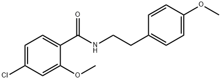 4-氯-2-甲氧基-N-(4-甲氧基苯乙基)苯甲酰胺 结构式