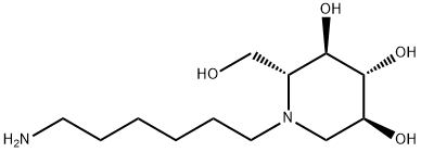 (2R,3R,4R,5S)-1-(6-氨基己基)-2-(羟基甲基)-3,4,5-哌啶三醇 结构式