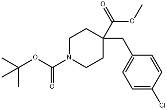 1-BOC-4-[(4-CHLOROPHENYL)METHYL]-4-PIPERIDINECARBOXYLIC ACID METHYL ESTER 结构式