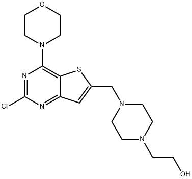 4-[[2-氯-4-(4-吗啉)噻吩并[3,2-D]嘧啶-6-基]甲基]-1-哌嗪乙醇 结构式