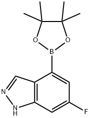 1H-吲唑, 6-氟-4-(4,4,5,5-四甲基-1,3,2-二氧杂环己硼烷-2-基)- 结构式