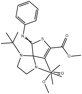 1,4-DI-TERT-BUTYL-6-PHENYLIMINO-7-THIA-1,4-DIAZA-SPIRO[4.4]NON-8-ENE-8,9-DICARBOXYLIC ACID DIMETHYL ESTER 结构式