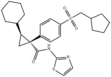 (1R,2S)-2-cyclohexyl-1-(4-((cyclopentylMethyl)sulfonyl)phenyl)-N-(thiazol-2-yl)cyclopropanecarboxaMide 结构式