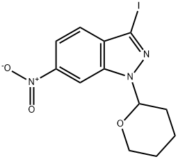 3-碘-6-硝基-1-(四氢-2H-吡喃-2-基)-1H-吲唑 结构式