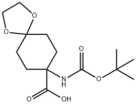 BOC-8-氨基-1,4-二氧杂螺[4.5]癸烷-8-羧酸 结构式