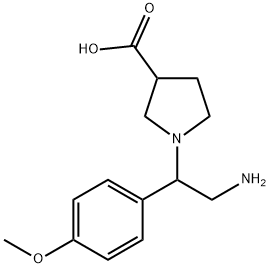 1-[2-氨基-1-(4-甲氧苯基)乙基]吡咯烷-3-羧酸 结构式